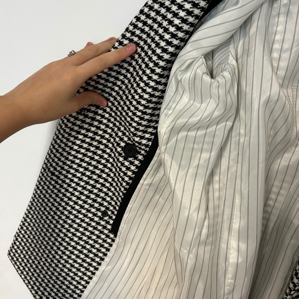 Veronica Beard Houndstooth Dickey Double Breasted Blazer Black White Women Large - Picture 12 of 13